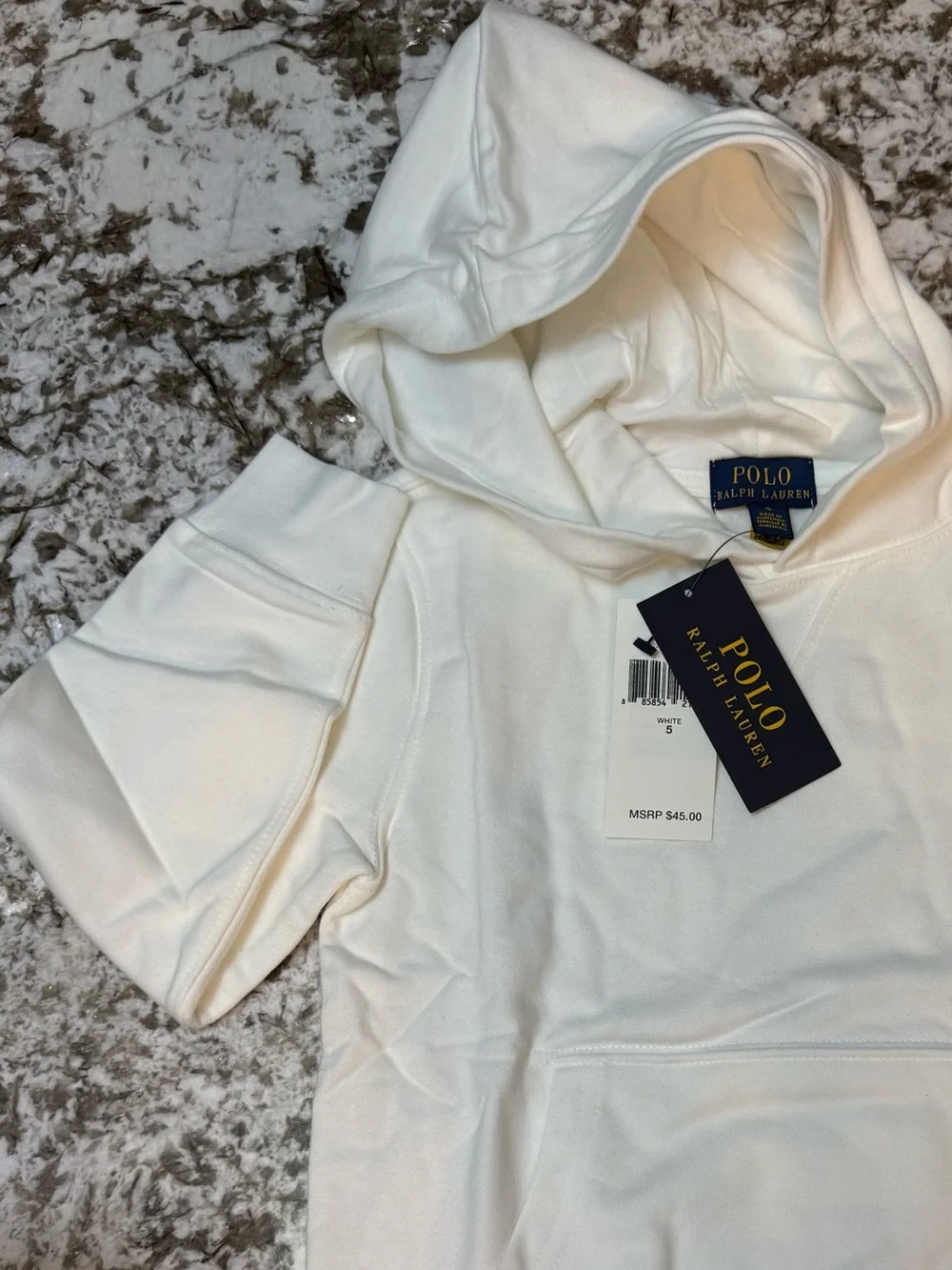 Polo Ralph Lauren White Pullover Hoodie Kids Size 5 NWT Classic